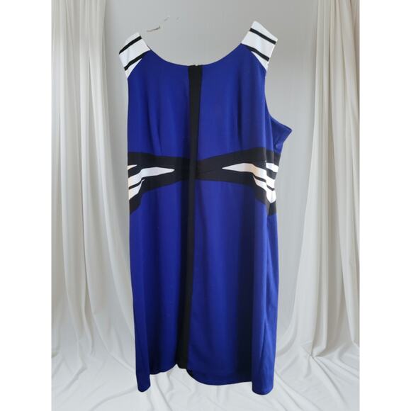 Catherines Plus 4x Dress Blue Black White Sleeveless Professional Knee Length - Picture 1 of 10